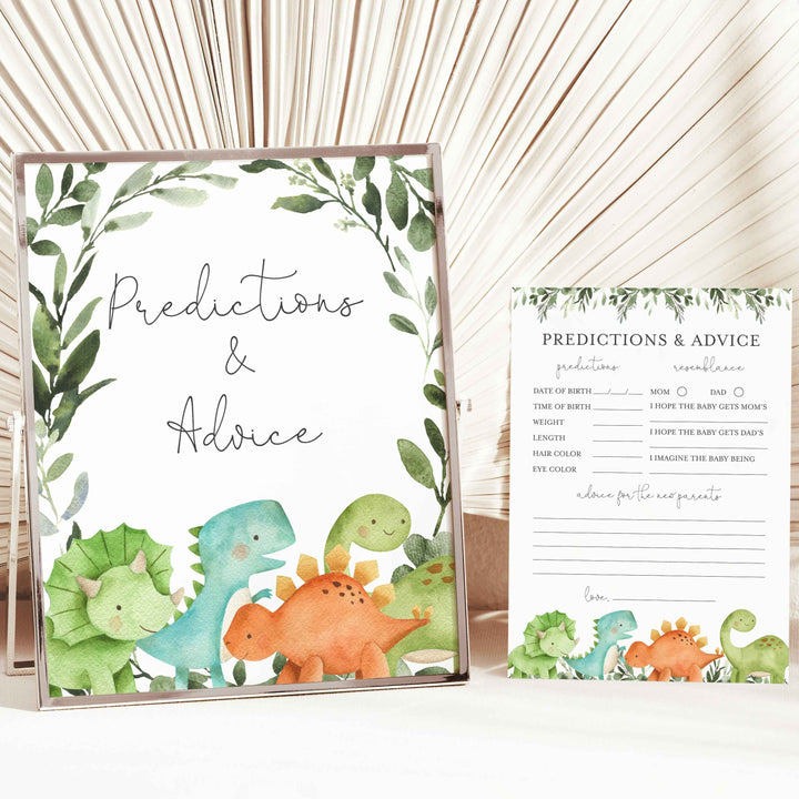Dinosaurs Baby Shower Predictions and Advice Printable