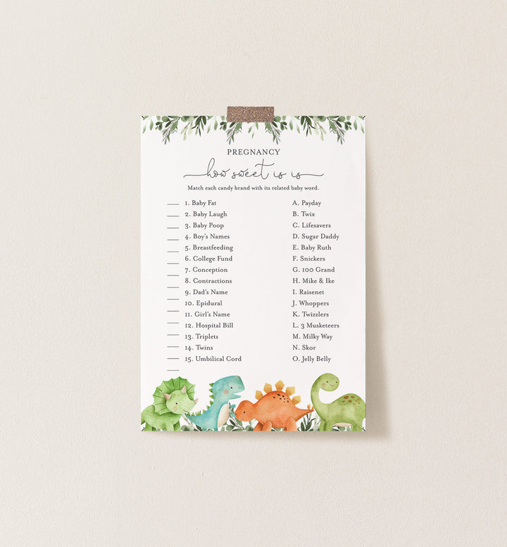 Dinosaurs Baby Shower Pregnancy How Sweet It Is Game Printable