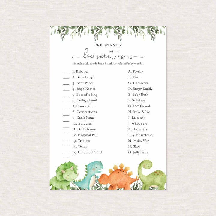 Dinosaurs Baby Shower Pregnancy How Sweet It Is Game Printable