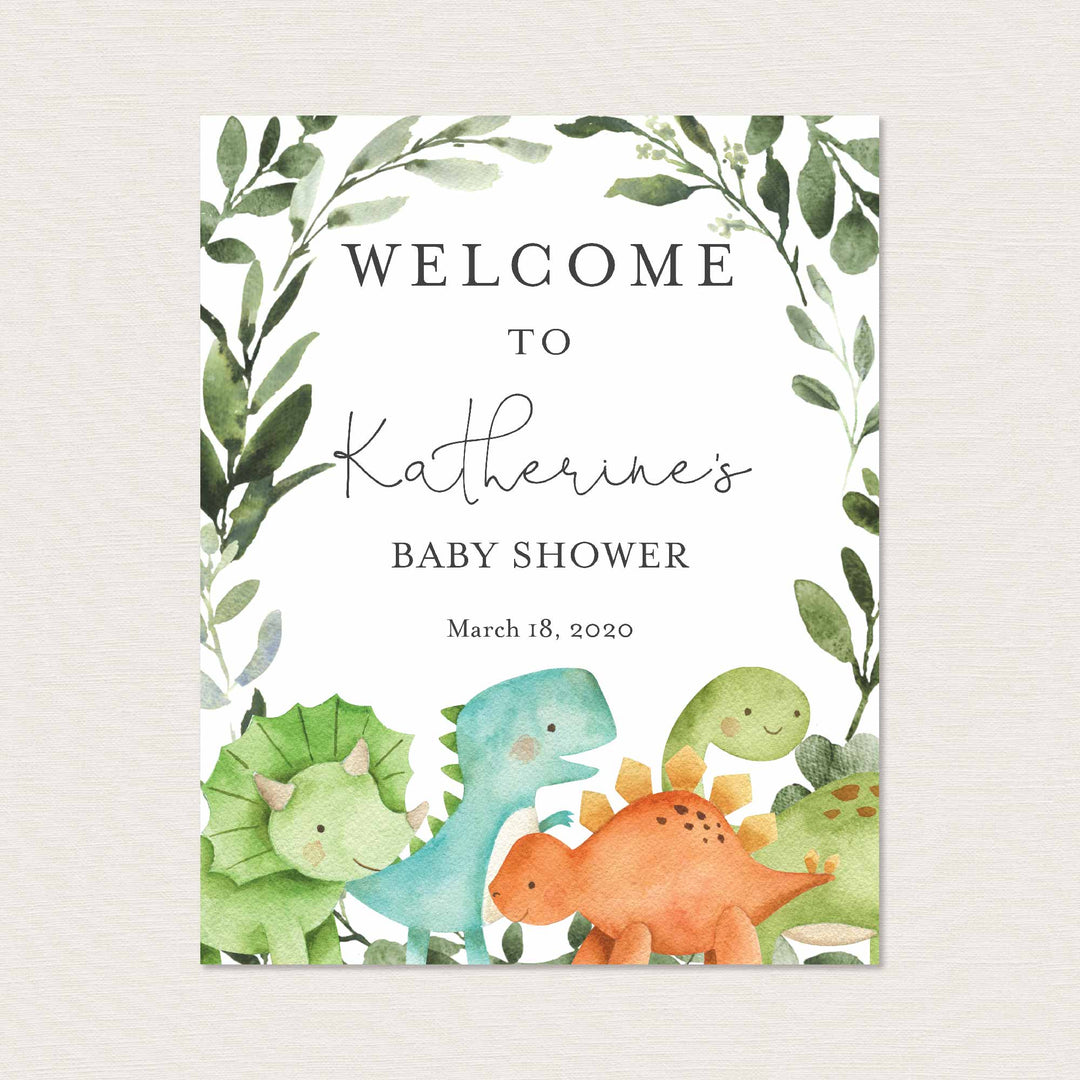 Dinosaurs Baby Shower Welcome Sign Printable