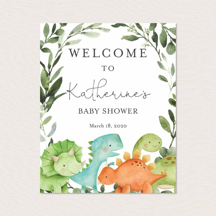 Dinosaurs Baby Shower Welcome Sign Printable