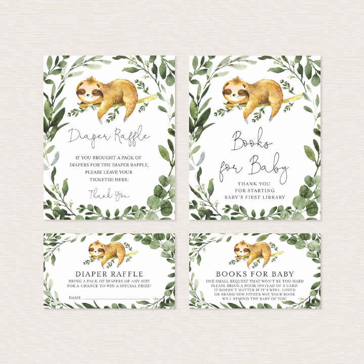 Sleeping Sloth Baby Shower Suite Printable