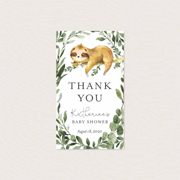Sleeping Sloth Baby Shower Favour Tag Printable