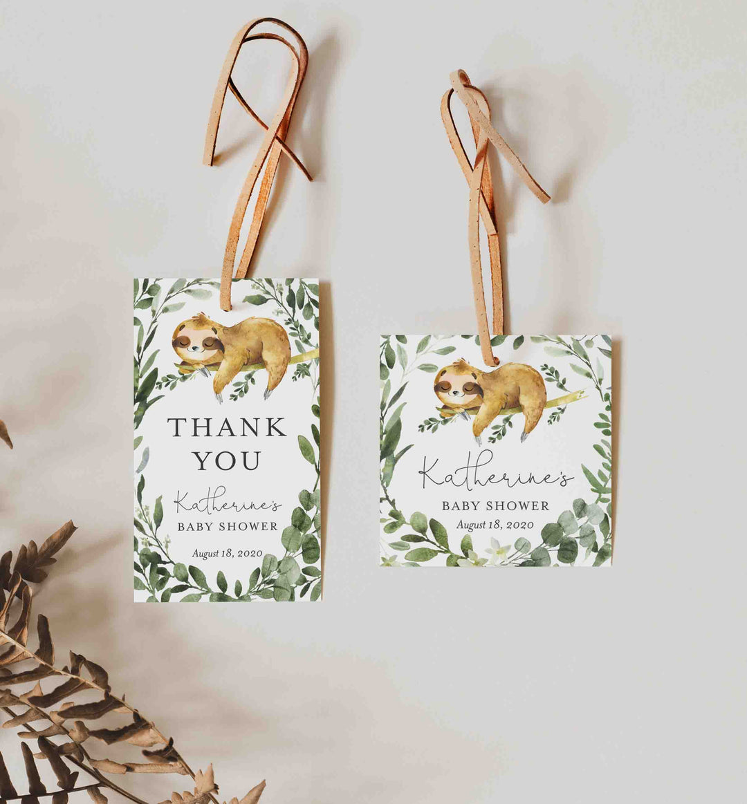Sleeping Sloth Baby Shower Favour Tag Printable