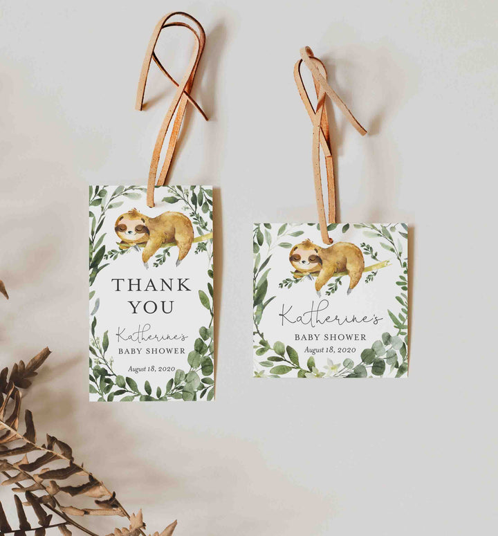 Sleeping Sloth Baby Shower Favour Tag Printable
