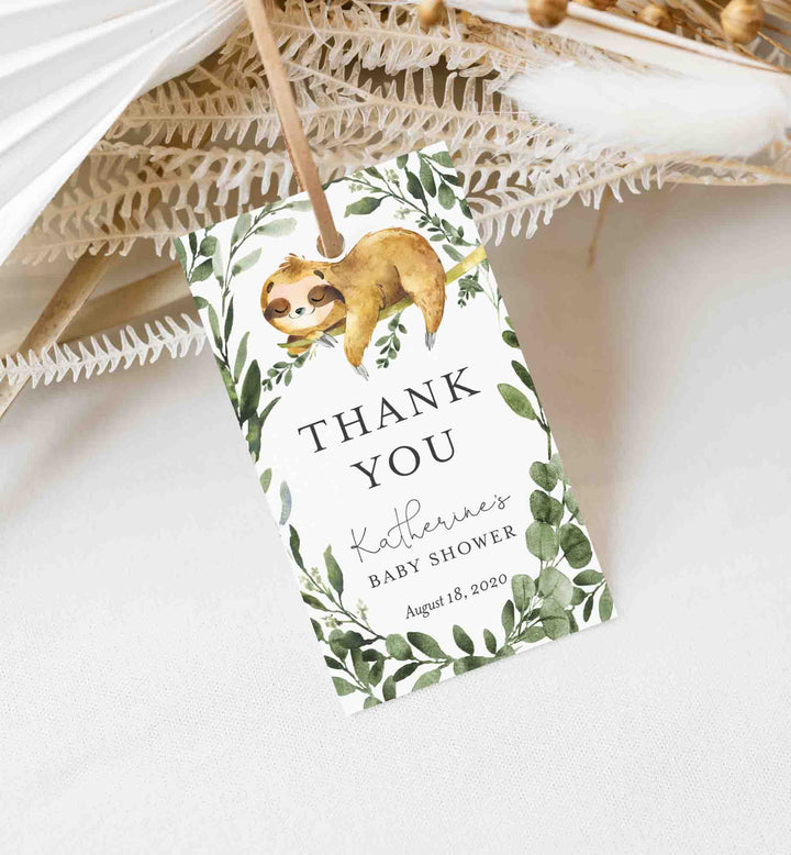 Sleeping Sloth Baby Shower Favour Tag Printable