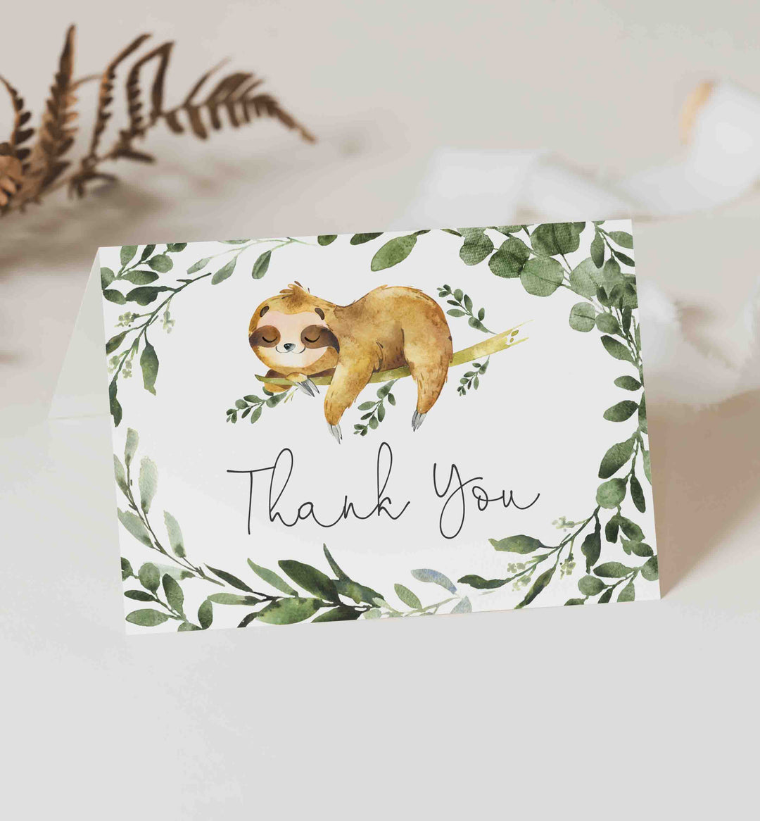 Sleeping Sloth Baby Shower Thank You Card Printable