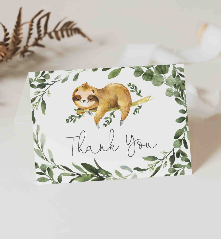 Sleeping Sloth Baby Shower Thank You Card Printable