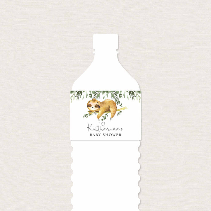 Sleeping Sloth Baby Shower Water Bottle Label Printable