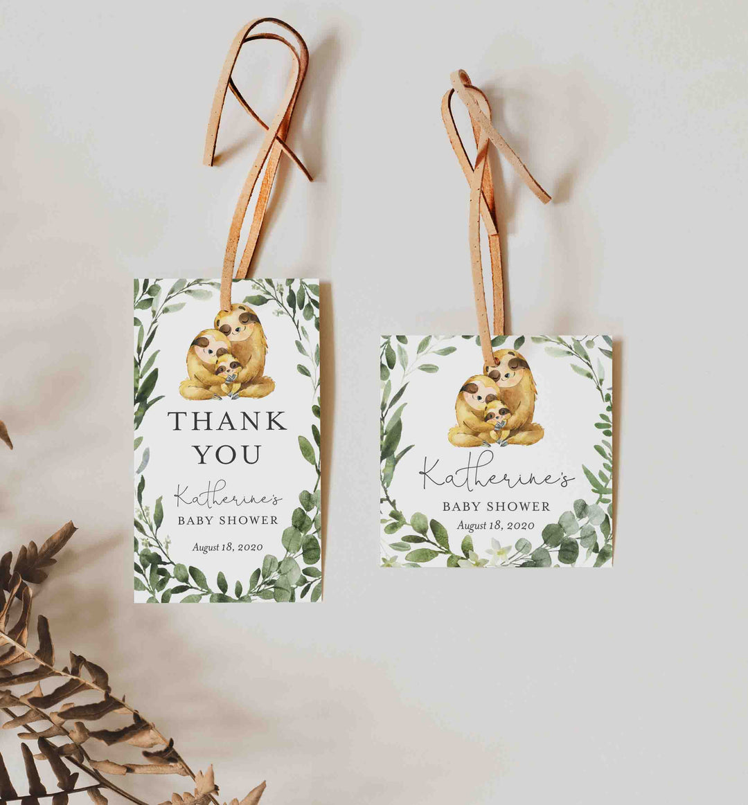 Sloth Family Baby Shower Favour Tag Printable