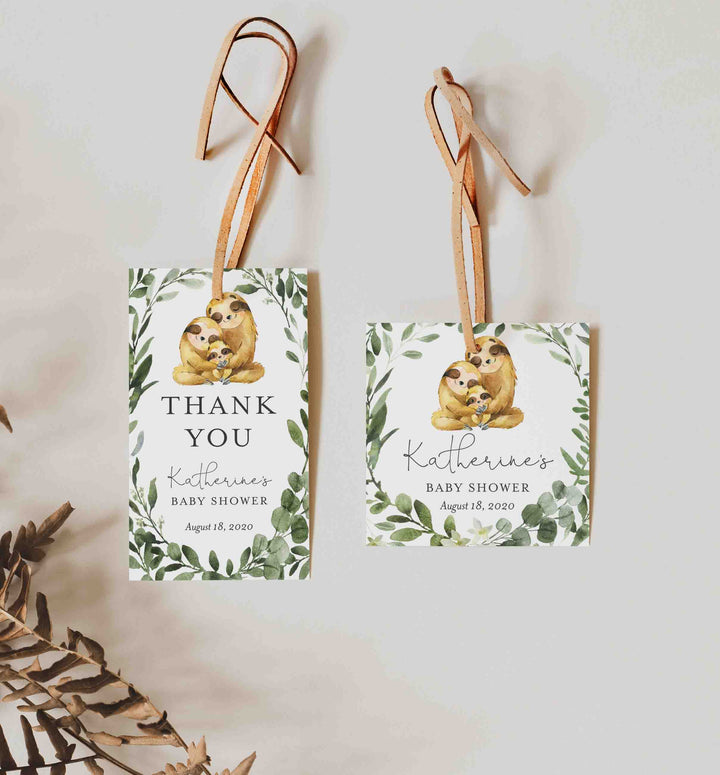 Sloth Family Baby Shower Favour Tag Printable