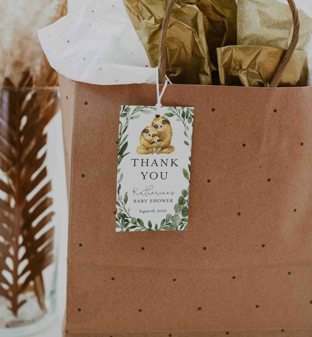 Sloth Family Baby Shower Favour Tag Printable