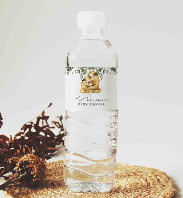 Sloth Family Baby Shower Water Bottle Label Printable