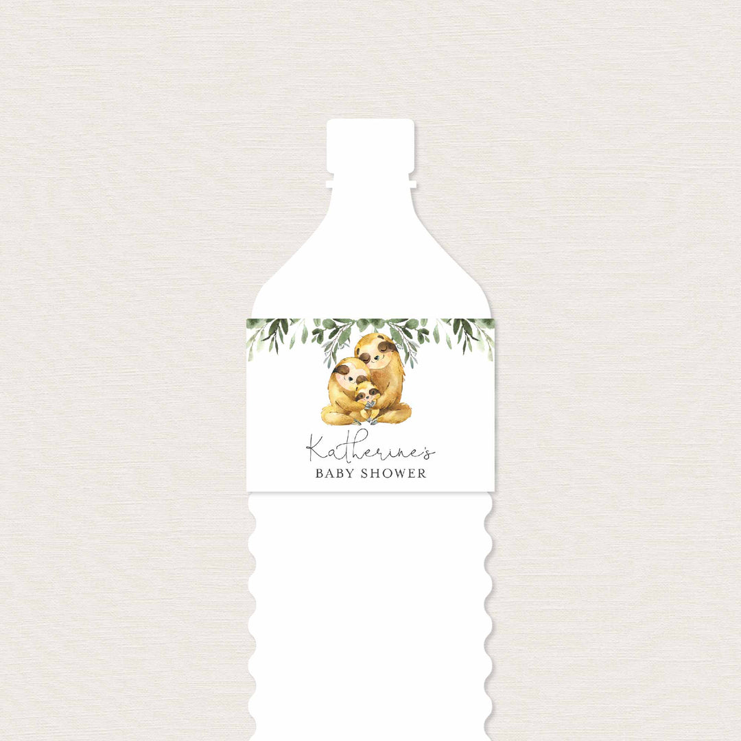 Sloth Family Baby Shower Water Bottle Label Printable
