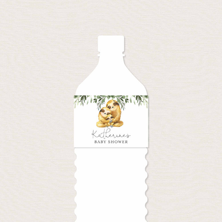 Sloth Family Baby Shower Water Bottle Label Printable