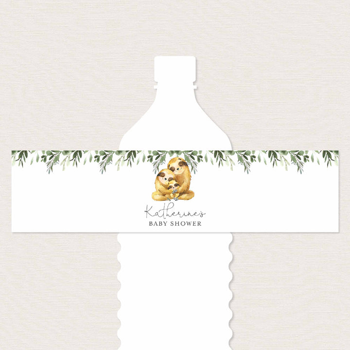 Sloth Family Baby Shower Water Bottle Label Printable
