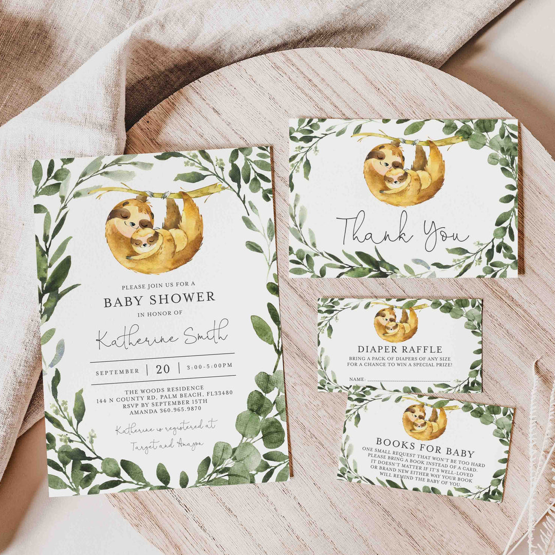 Mummy Baby Sloth Baby Shower Suite Printable