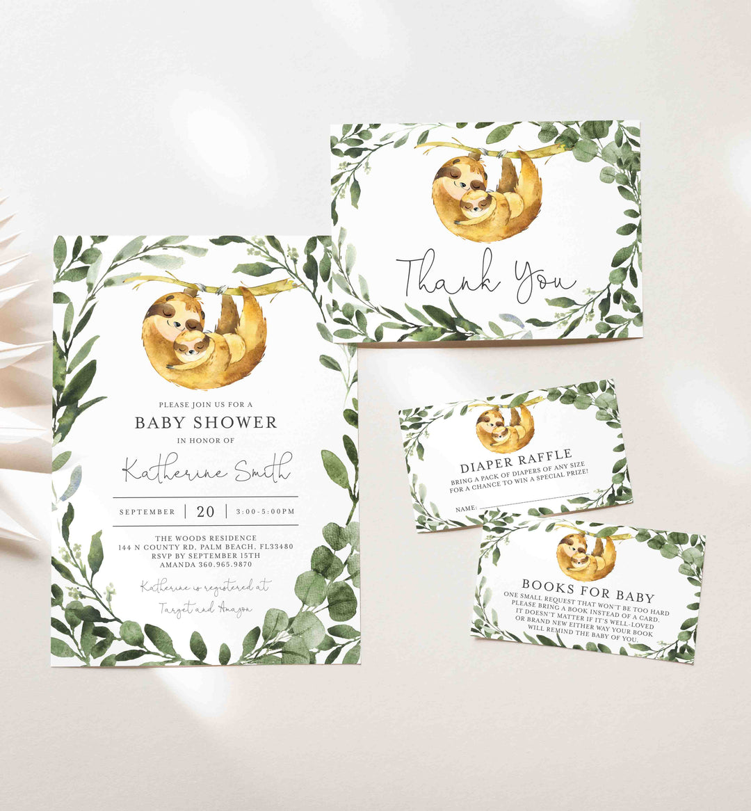 Mummy Baby Sloth Baby Shower Suite Printable