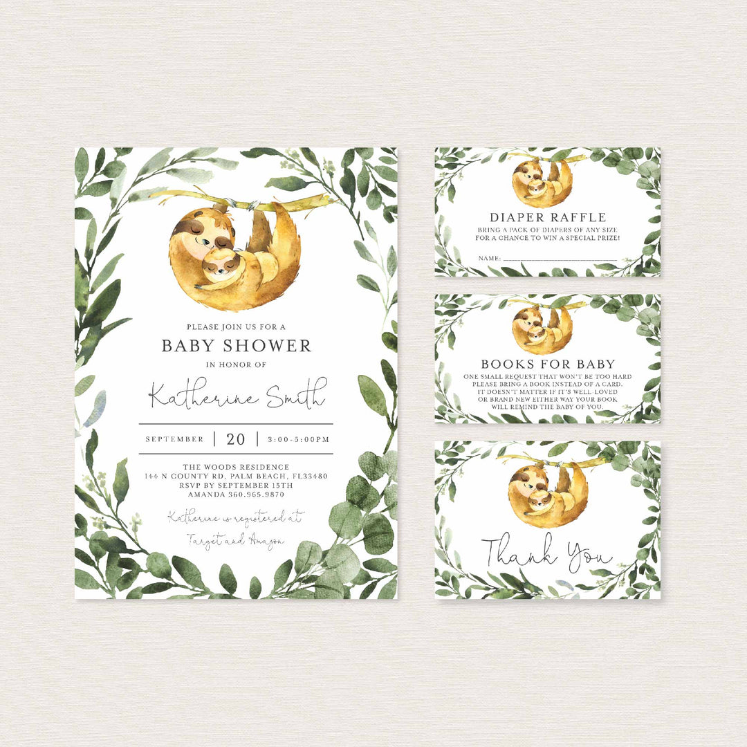 Mummy Baby Sloth Baby Shower Suite Printable