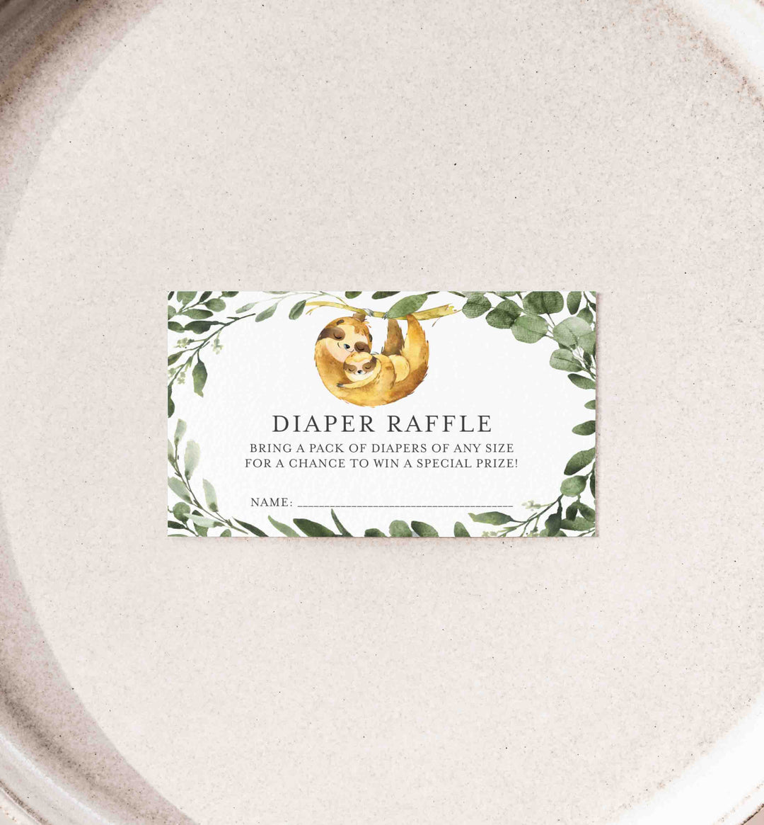 Mummy Baby Sloth Baby Shower Diaper Raffle Printable