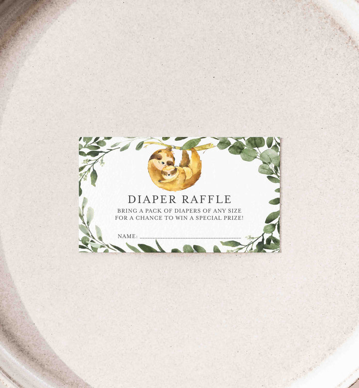 Mummy Baby Sloth Baby Shower Diaper Raffle Printable