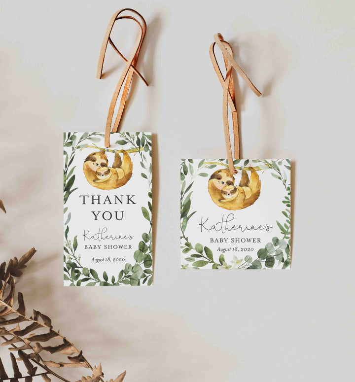 Mummy Baby Sloth Baby Shower Favour Tag Printable