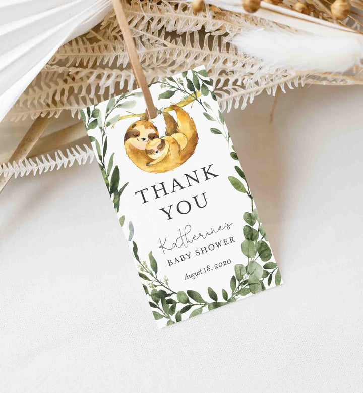 Mummy Baby Sloth Baby Shower Favour Tag Printable