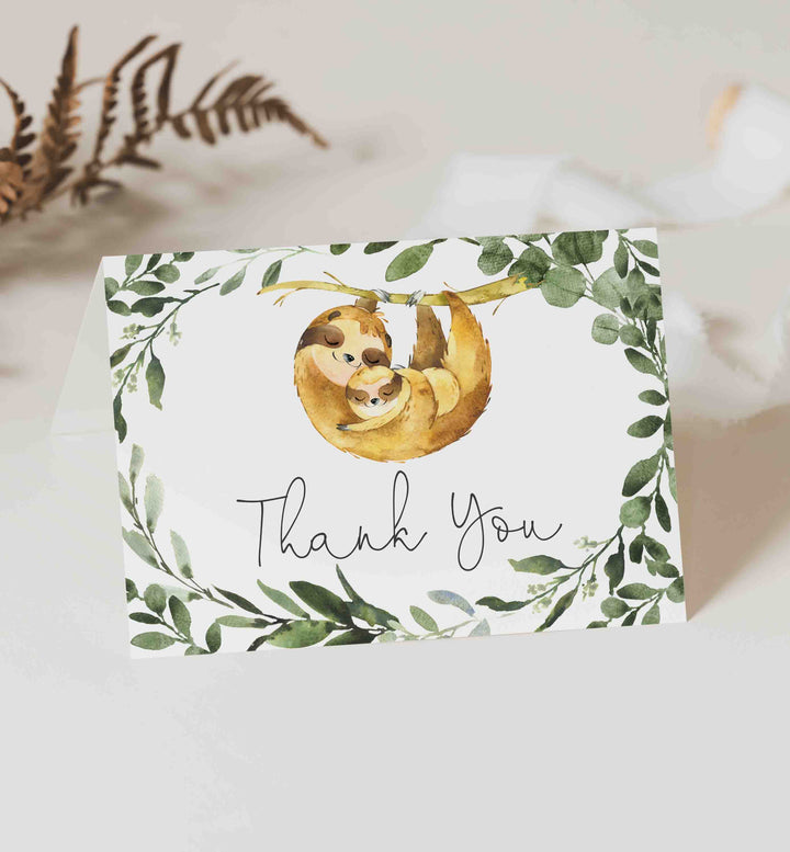 Mummy Baby Sloth Baby Shower Thank You Card Printable