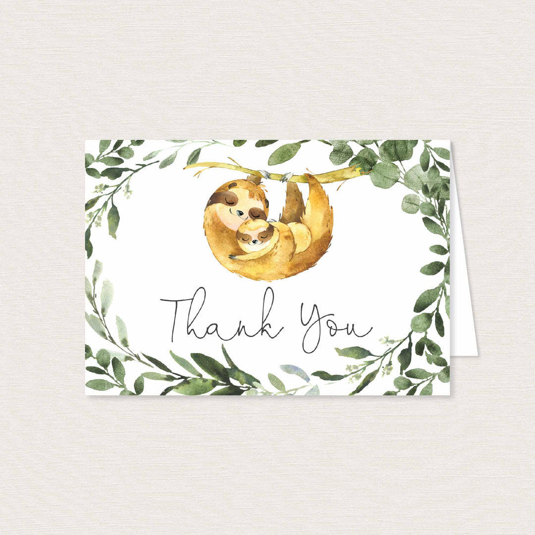 Mummy Baby Sloth Baby Shower Thank You Card Printable