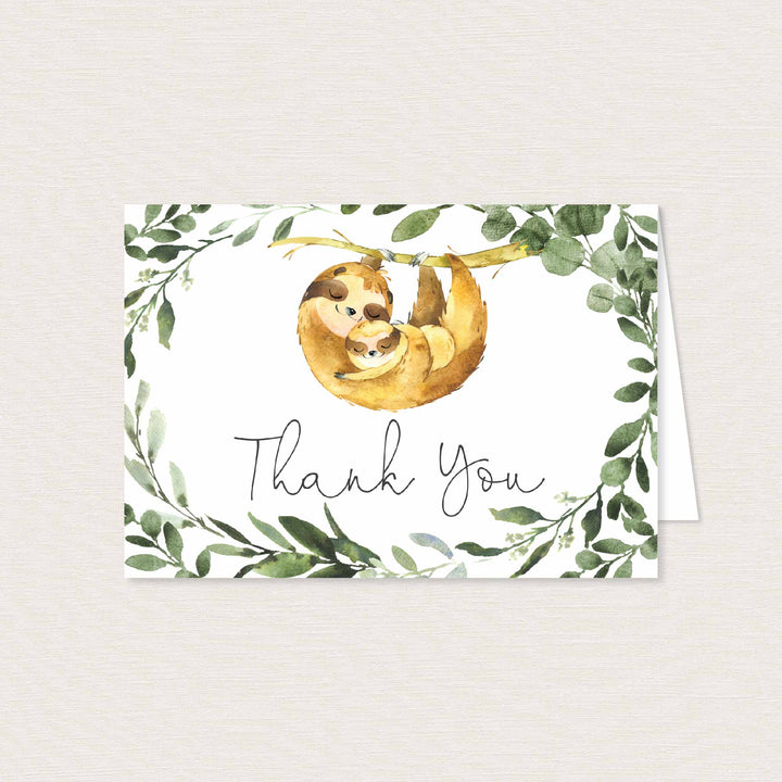 Mummy Baby Sloth Baby Shower Thank You Card Printable