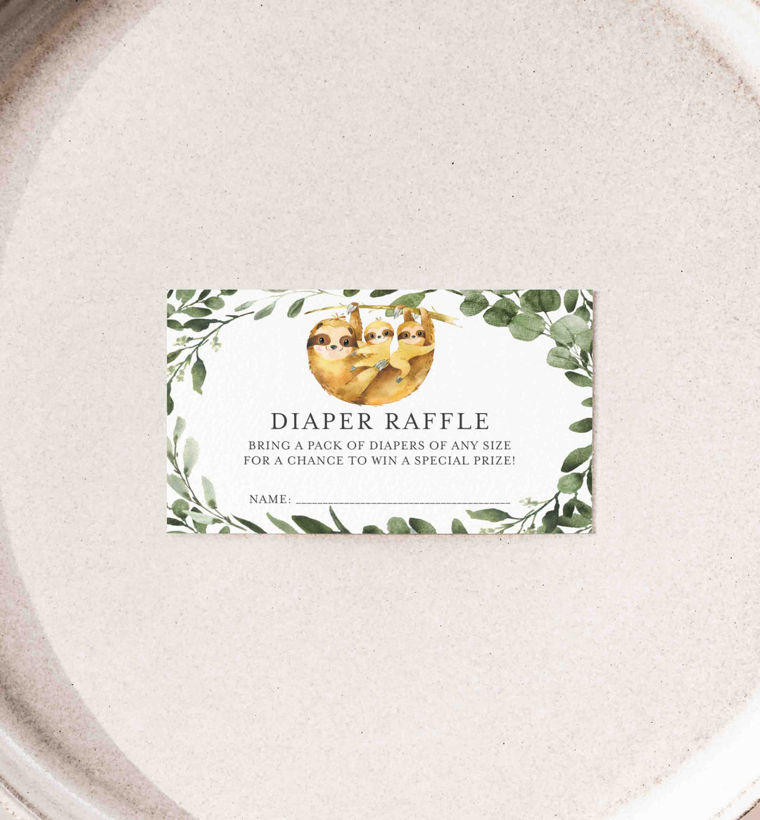 Twin Sloths Baby Shower Diaper Raffle Printable
