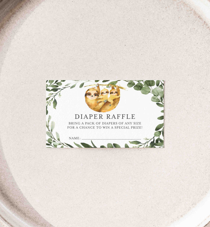 Twin Sloths Baby Shower Diaper Raffle Printable