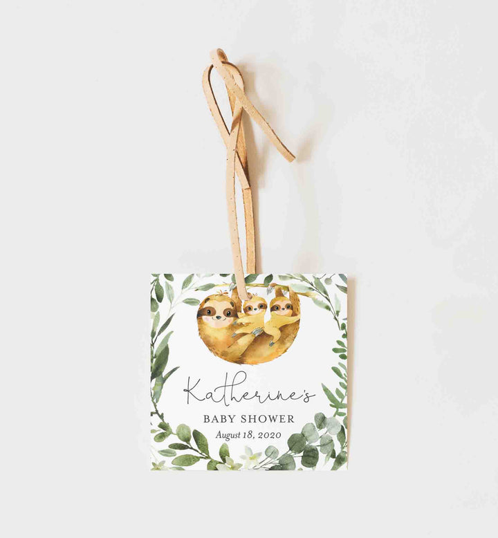 Twin Sloths Baby Shower Favour Tag Printable