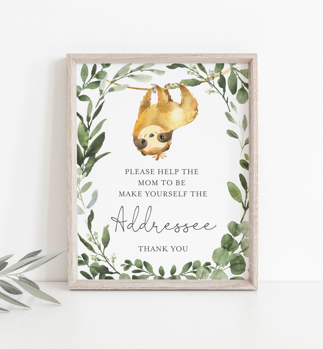 Sloth Baby Shower Address An Envelope Sign Printable