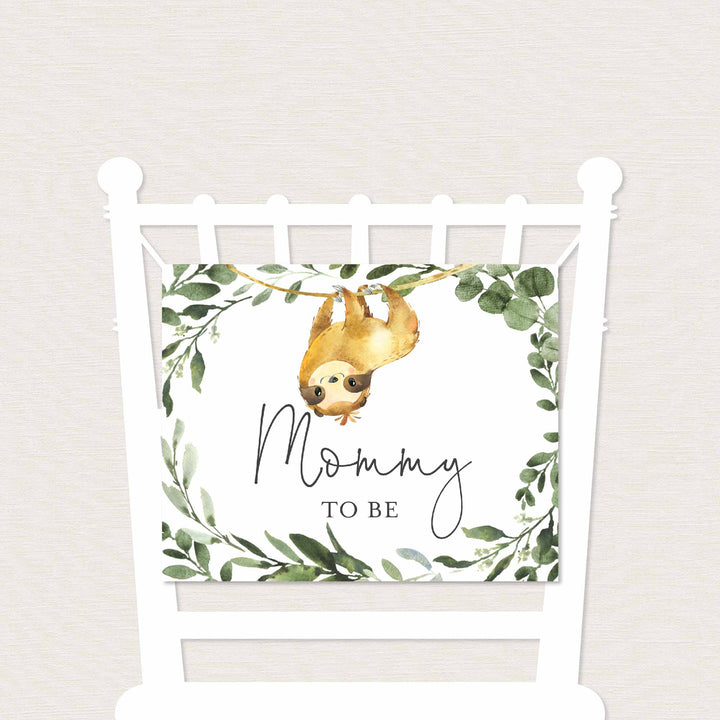 Sloth Mummy and Daddy To Be Chair Sign Printable