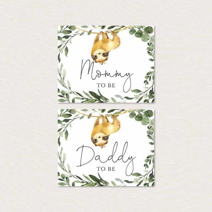 Sloth Mummy and Daddy To Be Chair Sign Printable