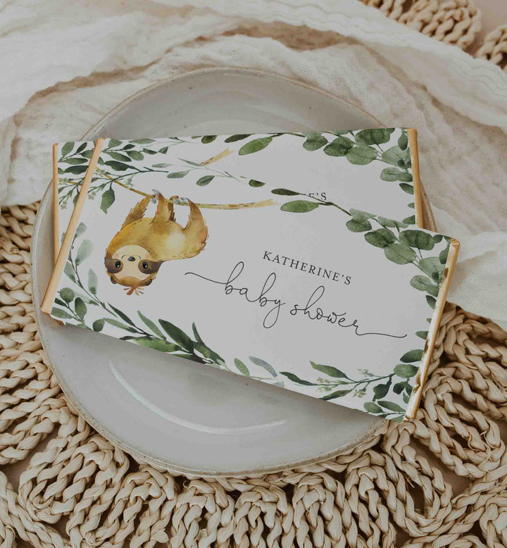 Sloth Baby Shower Chocolate Bar Wrapper Printable