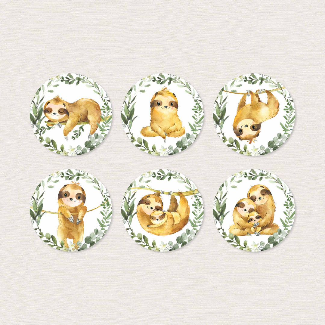 Sloth Baby Shower Cupcake Toppers and Cupcake Wrappers Printable