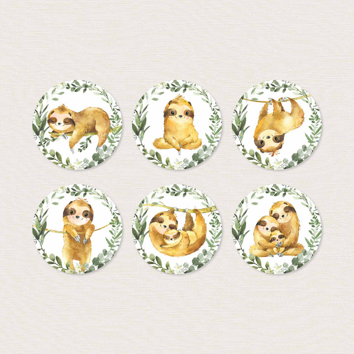 Sloth Baby Shower Cupcake Toppers and Cupcake Wrappers Printable