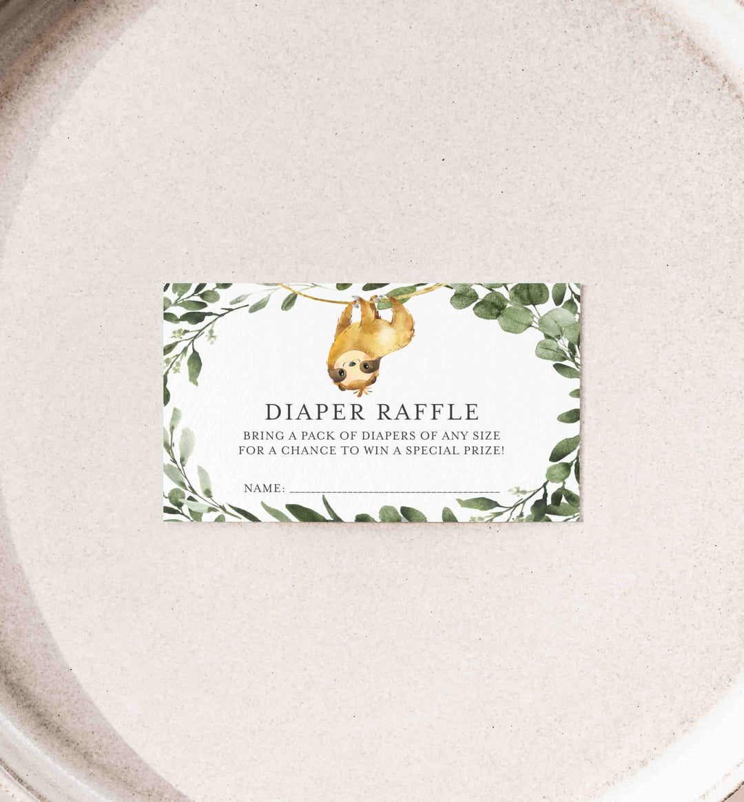 Sloth Baby Shower Diaper Raffle Printable