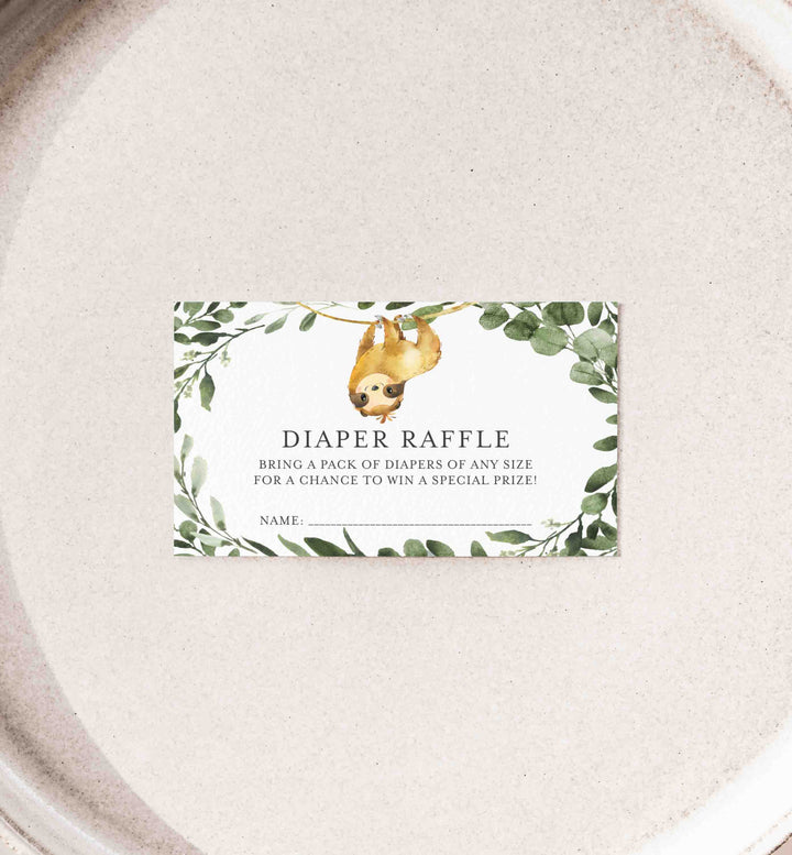 Sloth Baby Shower Diaper Raffle Printable