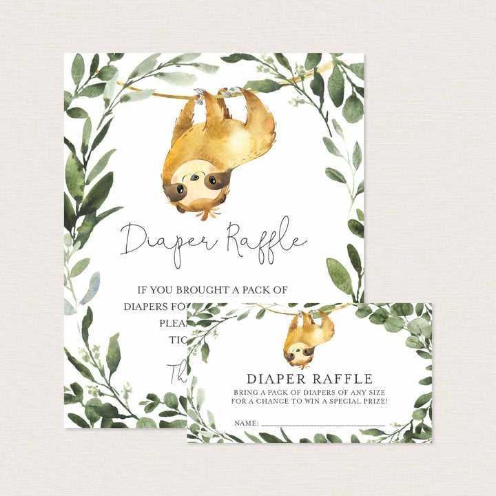 Sloth Baby Shower Diaper Raffle Printable