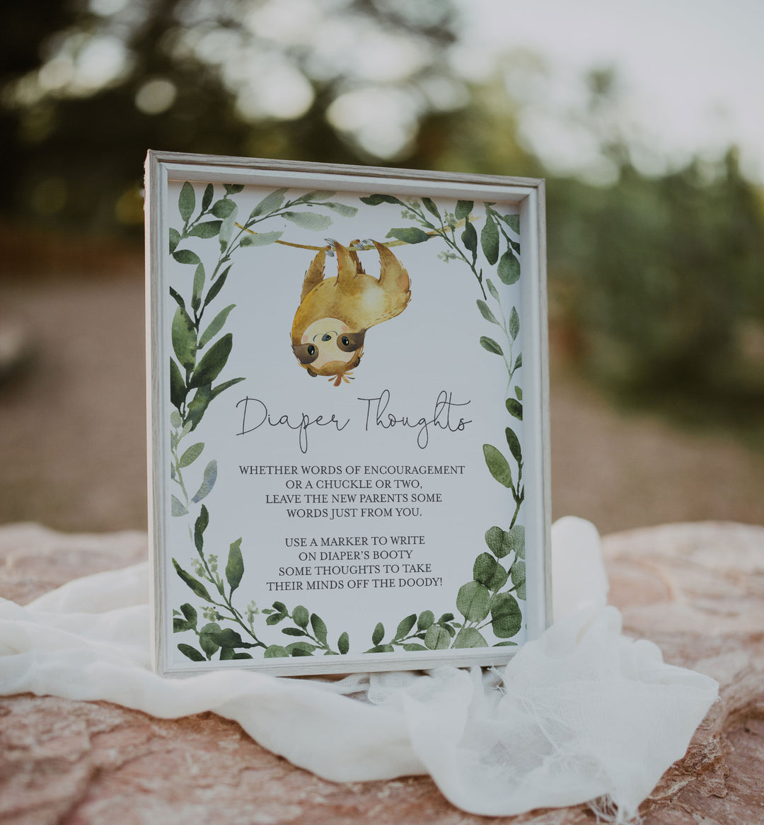 Sloth Baby Shower Diaper Thoughts or Late Night Diapers Printable