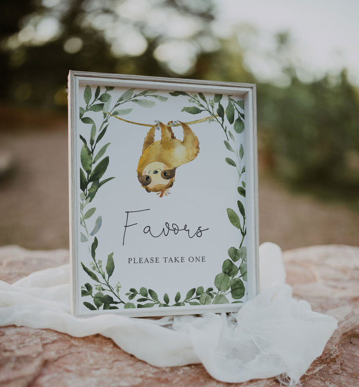 Sloth Baby Shower Favours Sign Printable