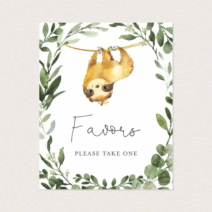 Sloth Baby Shower Favours Sign Printable