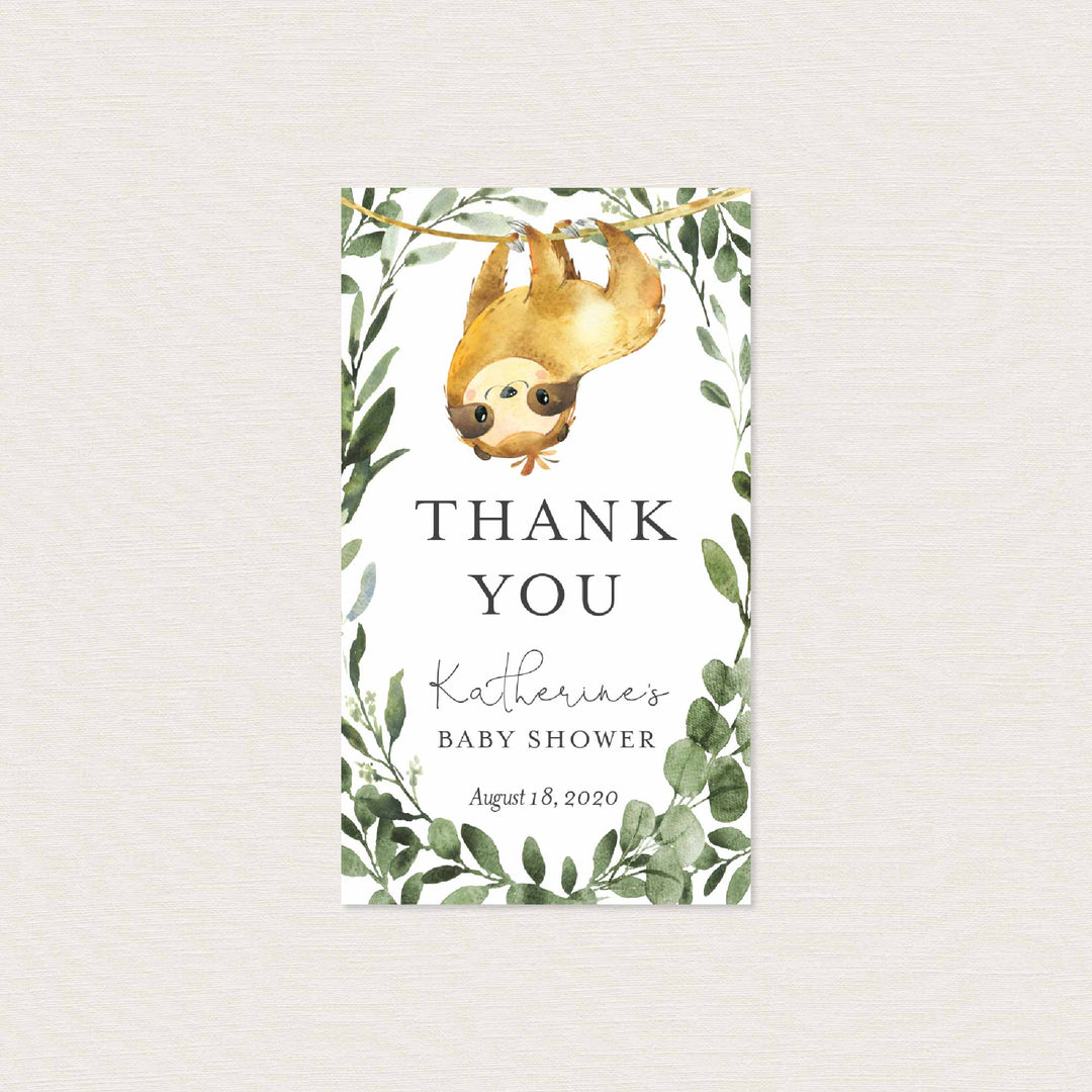 Sloth Baby Shower Favour Tag Printable