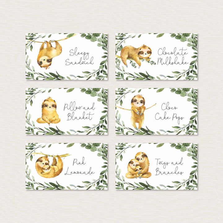 Sloth Baby Shower Food Labels Printable