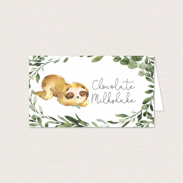 Sloth Baby Shower Food Labels Printable
