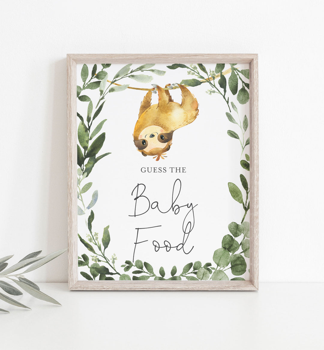 Sloth Baby Shower Guess The Baby Food Game Printable
