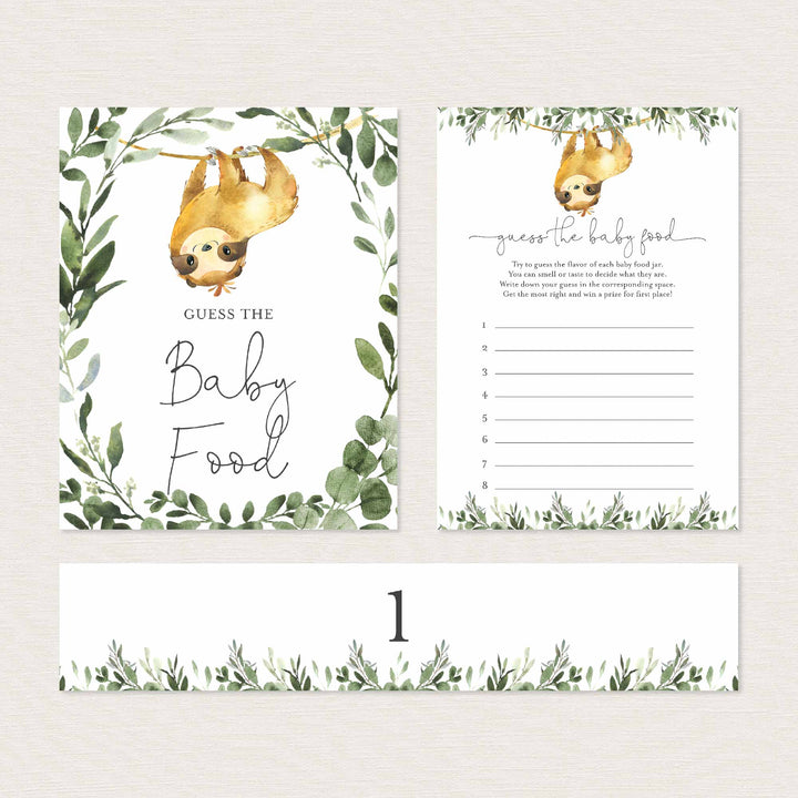 Sloth Baby Shower Guess The Baby Food Game Printable